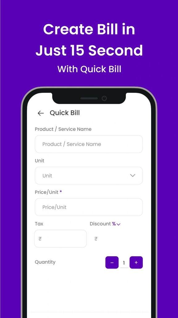 Create Bill in Just 15 Second